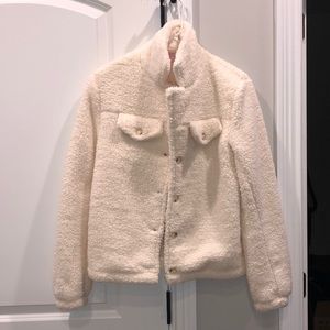 Cream Pink Lily Sherpa jacket